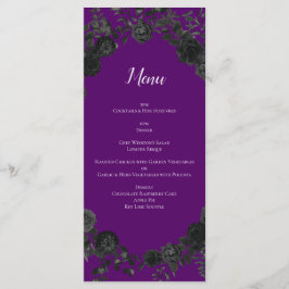 Menu de Casamento Gótico Rosa Roxo e Preto
