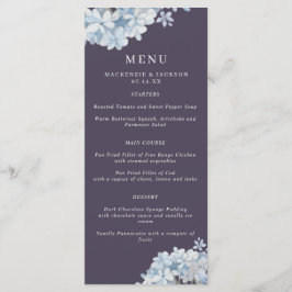 Menu de Casamento Hydrangeas marinho Blue Watercol