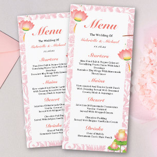 Menu de Casamento Indiano do Lotus Rosa Elegante