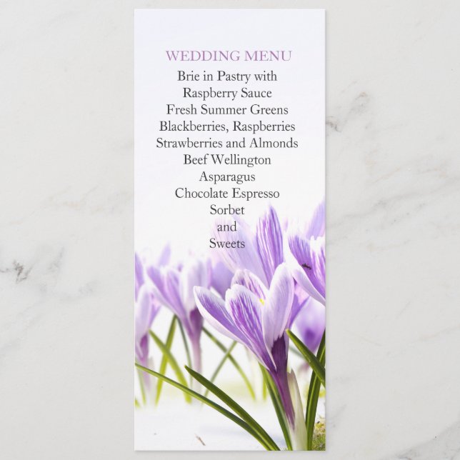 Menu de Casamento Iris da Lavanda Sunny Primavera (Frente)