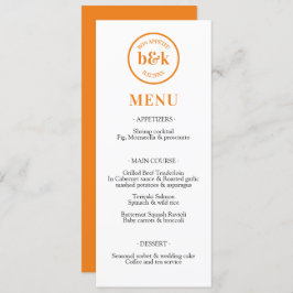 MENU de Casamento Laranja Minimalista Moderno