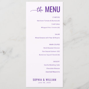 Menu de Casamento Lavanda Elegante