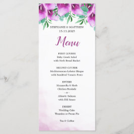 Menu de Casamento Lily Roxo da Modern Watercolor