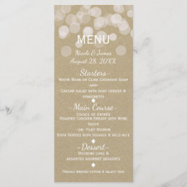 Menu de Casamento Luzes Rústicas Simples Papel Mar