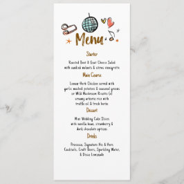 Menu de Casamento Manuscrito com Decor Funky Whims