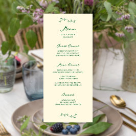 Menu de Casamento Manuscrito Verde
