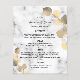 Menu de casamento mármore dourado eucalipto botâni
