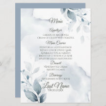 Menu de casamento | Menu Botânico Dusty Blue