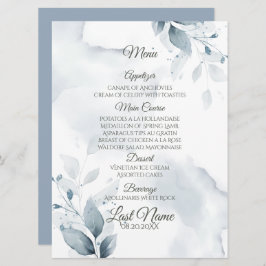 Menu de casamento | Menu Botânico Dusty Blue