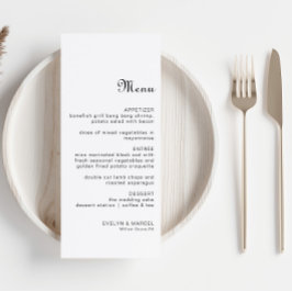 Menu de Casamento Minimalista Clássico da Caligraf