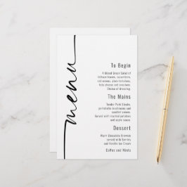Menu de Casamento Minimalista da Caligrafia Orçame