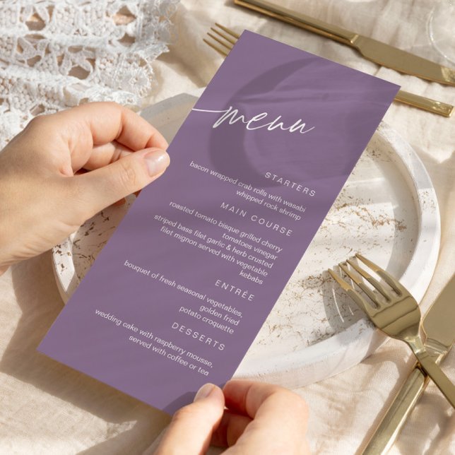 Menu de Casamento Minimalista Dusty Purple (Criador carregado)
