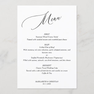 Menu de Casamento Minimalista Elegante