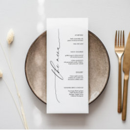 Menu de Casamento Minimalista Elegante com Fonte d