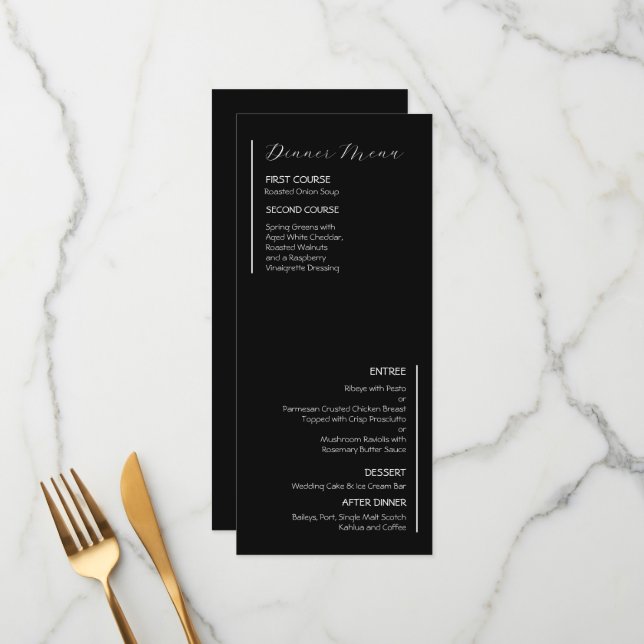 Menu de Casamento Minimalista Moderno (Frente/Verso In Situ)