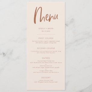 Menu de Casamento Minimalista Moderno e Rosa Esmag