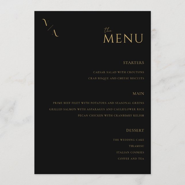 Menu de Casamento Minimalista Moderno Elegante (Frente)