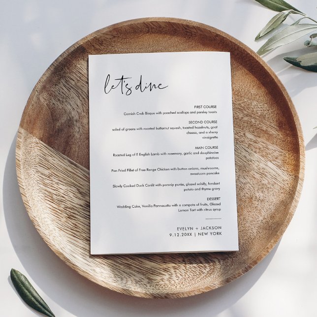 Menu de Casamento Minimalista STELLA 5x7 (Criador carregado)