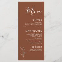 Menu de Casamento Minimalista Terracotta Bohemian