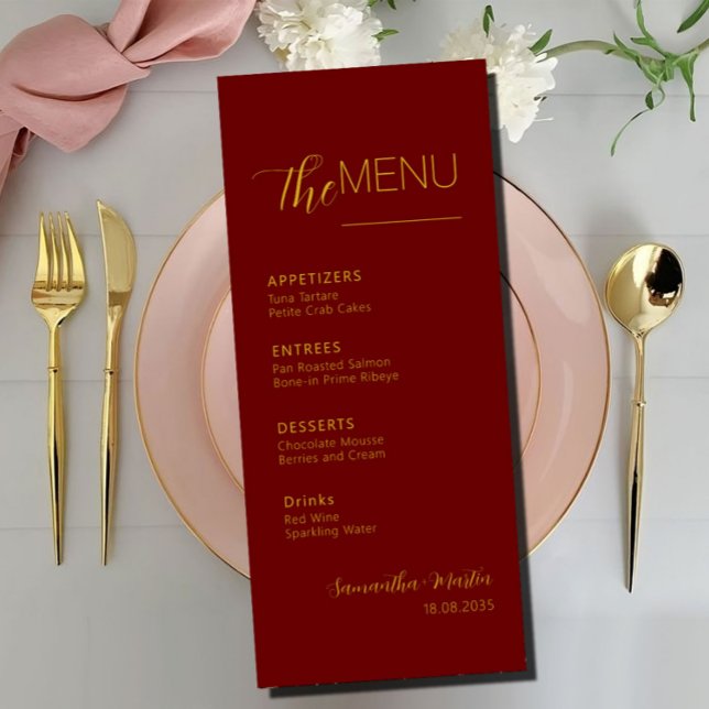 Menu de Casamento Mínimo de Script Burgundy (Criador carregado)