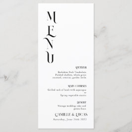 Menu de Casamento Mínimo e Chic Black and Whit