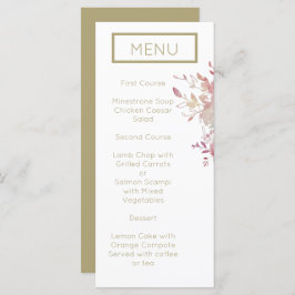 Menu de Casamento Mínimo Moderno Rosa e Dourado