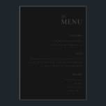 Menu de Casamento Mínimo Preto de Matte Moderno<br><div class="desc">Menu de casamento moderno com design de tipografia mínima em preto mate.</div>