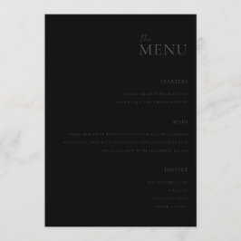 Menu de Casamento Mínimo Preto de Matte Moderno