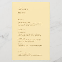 Menu de Casamento Moderno Amarelo Manteiga Minimal