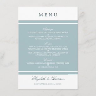 Menu de Casamento Moderno Azul de Ovo de Pato