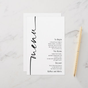 Menu de Casamento Moderno da Caligrafia Orçamental