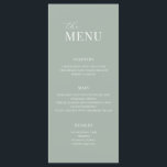 Menu de Casamento Moderno da Sage Verde Minimalist<br><div class="desc">Menu de casamento moderno com design de tipografia minimalista em cor verde de sábio.</div>