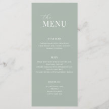 Menu de Casamento Moderno da Sage Verde Minimalist