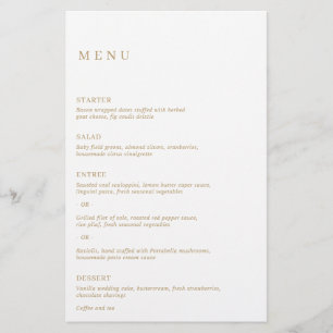 Menu de Casamento Moderno Dourado Elegante Clássic