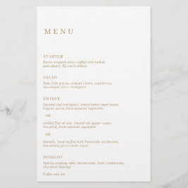 Menu de Casamento Moderno Dourado Minimalista