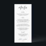 Menu de Casamento Moderno Elegante | 4 x 9 | Preto<br><div class="desc">Este cardápio de casamento é elegante,  divertido e simples. É perfeito para quase qualquer tema de casamento. Apresenta o menu de palavras numa caligrafia moderna.</div>