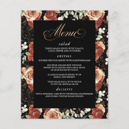Menu de Casamento Moderno Elegante de Black and Te