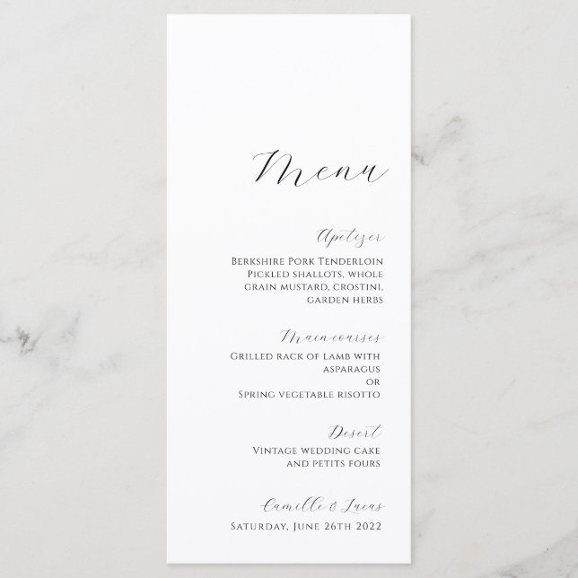 Menu de Casamento Moderno Minimalista (Frente)
