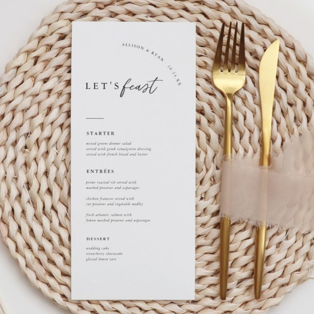 Menu de Casamento Moderno Minimalista do Banquete  (Criador carregado)