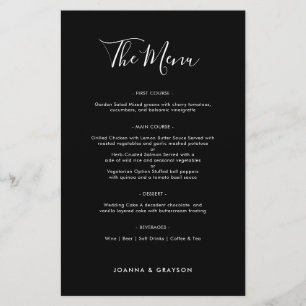 Menu de Casamento Moderno Minimalista Elegante