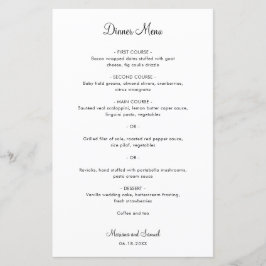 Menu de Casamento Moderno Minimalista Simples