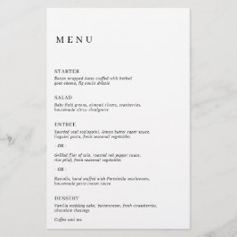 Menu de Casamento Moderno Mínimo Preto e Branco