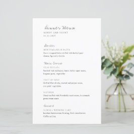 Menu de Casamento Moderno Mínimo Preto e Branco