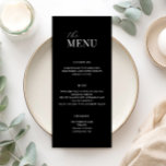 Menu de Casamento Moderno Mínimo Preto e Branco<br><div class="desc">Menu de casamento moderno com design de tipografia minimalista em preto e branco.</div>