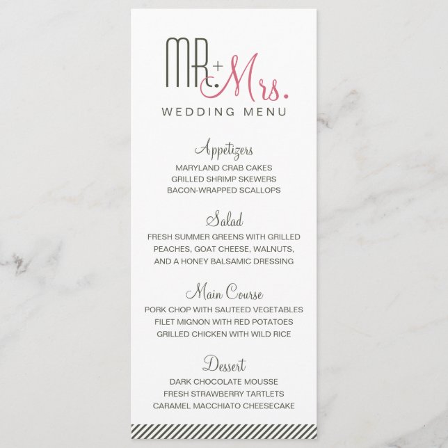 Menu de Casamento Moderno Retroativo (Frente)