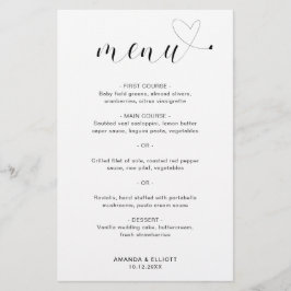Menu de Casamento Moderno Simples de Coração Bonit