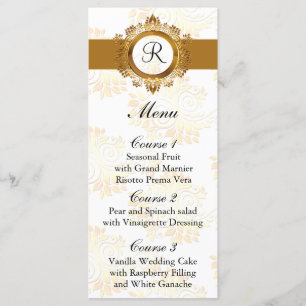 menu de casamento monograma dourado