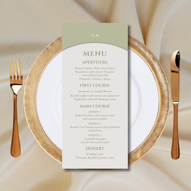 Menu de Casamento Monograma Minimalista Japandi (Criador carregado)