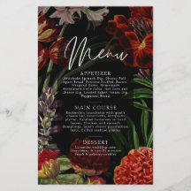 Menu de Casamento Moody Floral Escuro