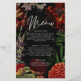 Menu de Casamento Moody Floral Escuro